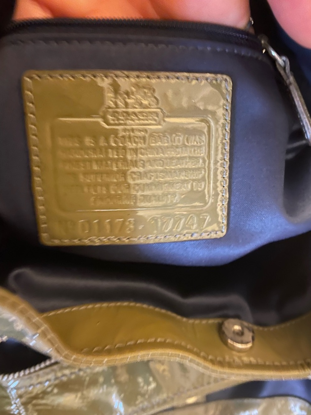 COACH Madison Glossy Olive Green Satchel Bag Hobo Shoulder Purse - Picture 11 of 11